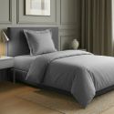 Parure housse de couette 140x200cm + 1 taies 100% coton gris silver - VITALIA