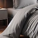 Parure housse de couette 240x220cm + 2 taies 100% coton gris silver - VITALIA