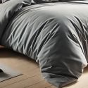 Parure housse de couette 240x220cm + 2 taies 100% coton gris silver - VITALIA