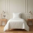 Parure housse de couette 140x200cm + 1 taies 100% coton blanc - VITALIA
