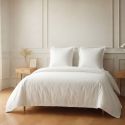 Parure housse de couette 240x220cm + 2 taies 100% coton blanc - VITALIA