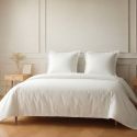 Parure housse de couette 260x240cm + 2 taies 100% coton blanc - VITALIA