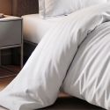 Drap housse 140x190 bonnet 35cm 100% coton blanc - VITALIA