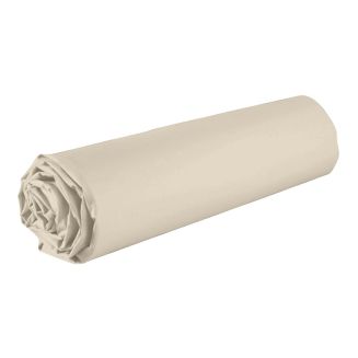 Drap housse 140x190 bonnet 35cm 100% coton grège - VITALIA