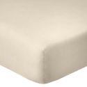 Drap housse 140x190 bonnet 35cm 100% coton grège - VITALIA