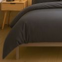 Parure housse de couette 140x200cm + 1 taies 100% coton gris foncé - VITALIA
