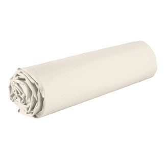 Drap housse 90x190 bonnet 35cm 100% coton ivoire - VITALIA