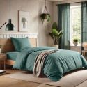 Parure housse de couette 140x200cm + 1 taies 100% coton canard - VITALIA