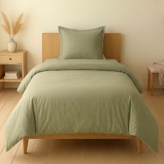 Parure housse de couette 140x200cm + 1 taies 100% coton verveine - VITALIA