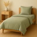 Parure housse de couette 140x200cm + 1 taies 100% coton verveine - VITALIA