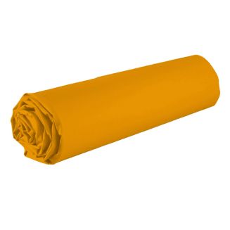 Drap housse 90x190 bonnet 35cm 100% coton safran - VITALIA