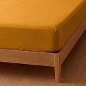 Drap housse 180x200 bonnet 35cm 100% coton safran - VITALIA