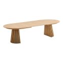 Table Extensible Ovale Pied Relief MDF Placage Chêne clair - DUBLIN