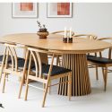 Table Extensible Ovale Pied Relief MDF Placage Chêne clair - DUBLIN