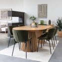 Table Extensible Ovale Pied Relief MDF Placage Chêne clair - DUBLIN