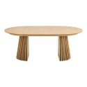Table Extensible Ovale Pied Relief MDF Placage Chêne clair - DUBLIN