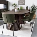 Table Extensible Ovale Pied Relief MDF Placage Chêne fumé - DUBLIN