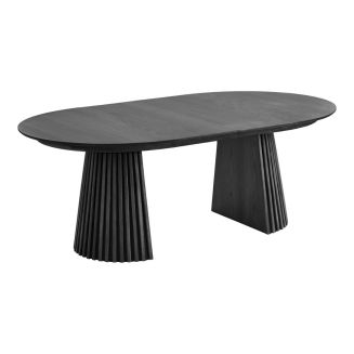 Table Extensible Ovale Pied Relief MDF Placage Chêne noir - DUBLIN