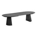 Table Extensible Ovale Pied Relief MDF Placage Chêne noir - DUBLIN