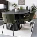 Table Extensible Ovale Pied Relief MDF Placage Chêne noir - DUBLIN