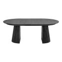 Table Extensible Ovale Pied Relief MDF Placage Chêne noir - DUBLIN