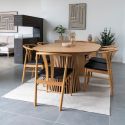 Table Extensible à 240cm Pied Relief MDF Placage Chêne clair - DUBLIN