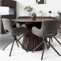 Table Extensible à 240cm Pied Relief MDF Placage Chêne fumé - DUBLIN