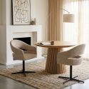 Lot de 2 fauteuils de table pivotant en tissu maille beige pied métal - DOVERIA