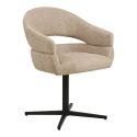 Lot de 2 fauteuils de table pivotant en tissu maille beige pied métal - DOVERIA