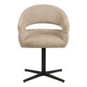 Lot de 2 fauteuils de table pivotant en tissu maille beige pied métal - DOVERIA