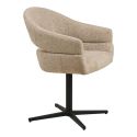 Lot de 2 fauteuils de table pivotant en tissu maille beige pied métal - DOVERIA