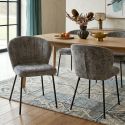 Lot de 2 chaises assise et dossier rembourrés tissu doux gris pieds métal - ROSANE