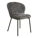Lot de 2 chaises assise et dossier rembourrés tissu doux gris pieds métal - ROSANE