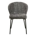 Lot de 2 chaises assise et dossier rembourrés tissu doux gris pieds métal - ROSANE