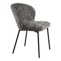 Lot de 2 chaises assise et dossier rembourrés tissu doux gris pieds métal - ROSANE