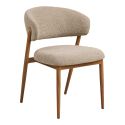 Lot de 2 chaises assise et dossier rembourrés tissu maillé beige pieds métal aspect chêne - CALIJIA