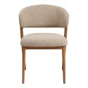 Lot de 2 chaises assise et dossier rembourrés tissu maillé beige pieds métal aspect chêne - CALIJIA
