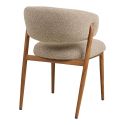 Lot de 2 chaises assise et dossier rembourrés tissu maillé beige pieds métal aspect chêne - CALIJIA