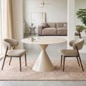Lot de 2 chaises assise et dossier rembourrés tissu maillé beige pieds métal aspect noyer - CALIJIA