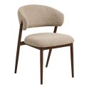 Lot de 2 chaises assise et dossier rembourrés tissu maillé beige pieds métal aspect noyer - CALIJIA