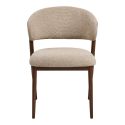 Lot de 2 chaises assise et dossier rembourrés tissu maillé beige pieds métal aspect noyer - CALIJIA