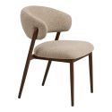 Lot de 2 chaises assise et dossier rembourrés tissu maillé beige pieds métal aspect noyer - CALIJIA