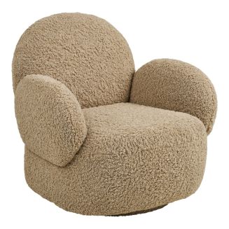 Fauteuil en Tissu Bouclé Texturé Caramel Pivotant - SWIVEL