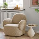 Fauteuil en Tissu Bouclé Texturé Caramel Pivotant - SWIVEL