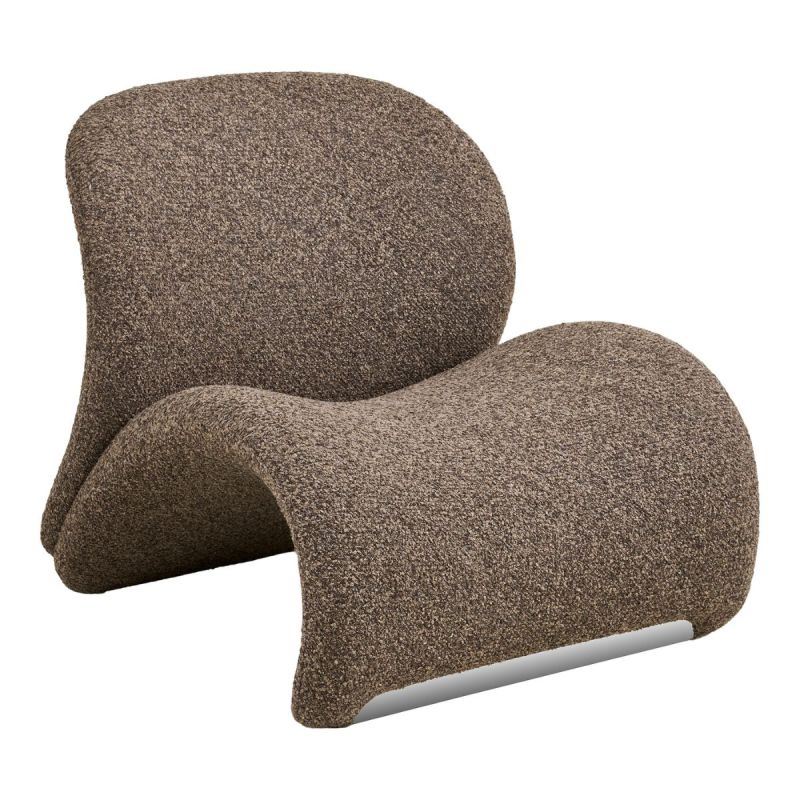 Fauteuil Tissu Maille Bouclette marron - ALFREDO
