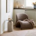 Fauteuil Tissu Maille Bouclette marron - ALFREDO