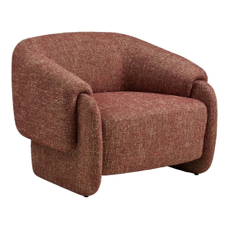 Fauteuil design tissu maillé rouge bordeaux chiné - LEWIS