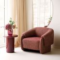 Fauteuil design tissu maillé rouge bordeaux chiné - LEWIS