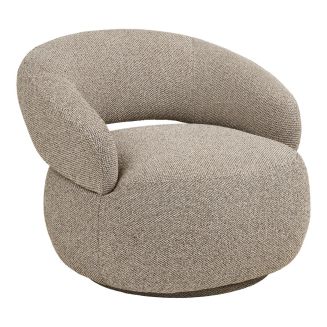 Fauteuil en Tissu Bouclé Texturé beige chiné Pivotant - SIONY