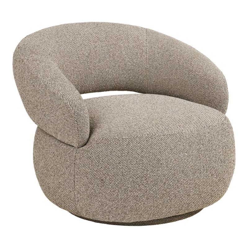 Fauteuil en Tissu Bouclé Texturé beige chiné Pivotant - SIONY